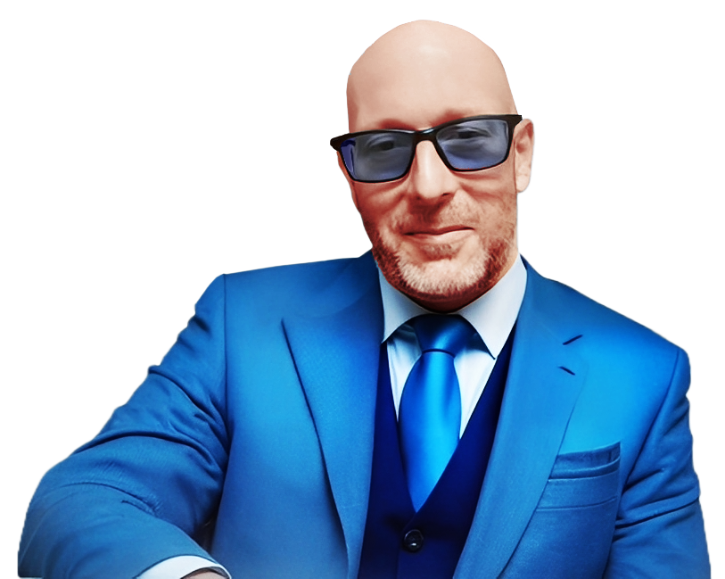 Tony in blue suit transparent background